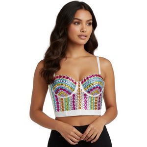 Sexy elegante top - Korset - Festival - Feest - Mode - Glitter - Ketting