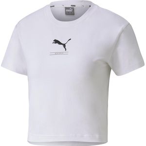 PUMA Nu Tility Fitted Tee Dames Sportshirt - Puma White - Maat XL