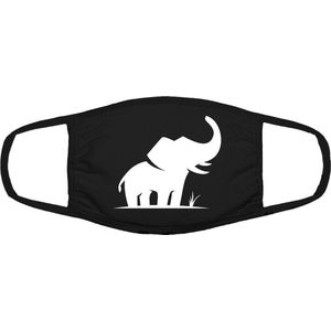 Olifant mondkapje | dier | dierendag | Afrika | safari | grappig | gezichtsmasker | bescherming | bedrukt | logo | Zwart mondmasker van katoen, uitwasbaar & herbruikbaar. Geschikt voor OV