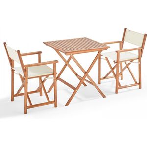 Oviala - Opvouwbare bistrotafel en 2 eucalyptushouten stoelen
