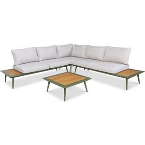 Lanterfant Loungeset Willem - Aluminium - Mosgroen - 5 personen - Weerbestendig - Waterafstotend