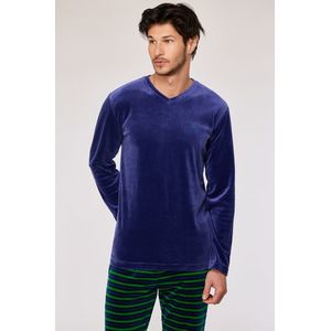 Woody pyjama heren velours - donkerblauw - 252-10-MVL-V/897 - maat S
