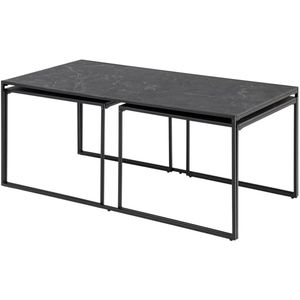 Sohome Salontafel Suhail - Set van 3 stuks - Marmerlook - Zwart