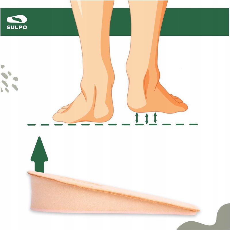 SULPO Hielverhogende inlegzolen - hielwig voor schoenverhoging - High Sole, boost zool - hielkussen van leer - inlegzolen groter maken - hielspoor-inlegzolen - orthopedische wig 25 mm