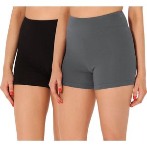 Merry Style Dames Leggings - Shorts - Korte - Katoen - Wielershorts - 2Pack - MS-MS10-359-LE-2P - Zwart/Grijs (2Pack) - XL