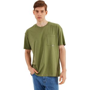 COMEOR Heren Korte Mouw Klassiek Katoenen Oversized T-Shirt met Ronde Hals