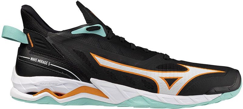 Mizuno - WAVE MIRAGE 5 - Handbalschoenen - Zwart/Tangelo/Ice Groen