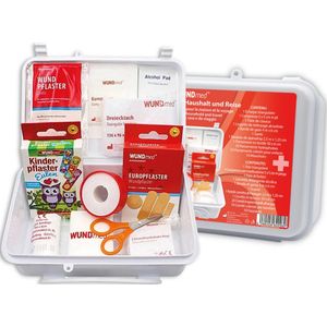 Wundmed - 48-delig - Verbanddoos - Voor Thuis - Auto - Trommel - Ehbo - Ehbo-kits - Opbergdoos - Plastic