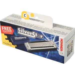 Hohner Silverstar Mondharmonica toonsoort C - Beste prijs/kwaliteit - Goede starter mondharmonica - Uitermate geschikt voor jongeren, online begeleiding inbegrepen