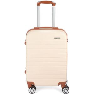 BRUBAKER Handbagage Koffer Paris - Reistrolley met Cijferslot, 4 Wielen en Comfort-Handgrepen - 37 x 56 x 22 cm - ABS Hardcase Trolley (M - Crème Wit en Lichtbruin)