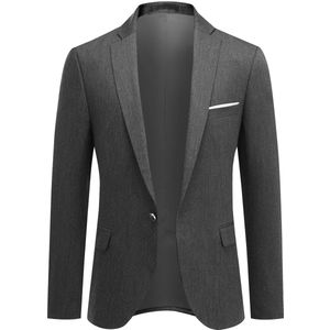 Allthemen Heren Effen Blazer met Enkele Knop - Slim Fit Stretch Colbert - 46