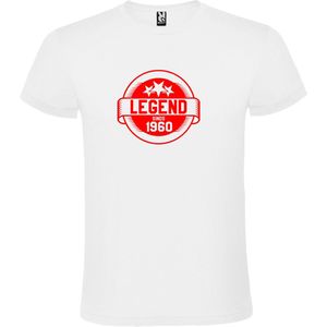 Wit T-Shirt met “Legend sinds 1960 “ Afbeelding Rood Size XXXXXL
