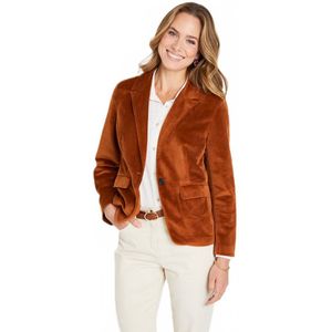 Recht blazerjasje van effen fluweel met getailleerde kraag