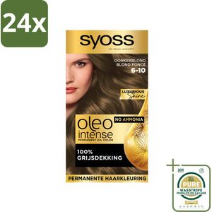 SYOSS - Oleo Intense 6-10 - Haarverf - Permanente Haarkleuring - Donkerblond - Langdurige Kleur - Voordeelverpakking - 24 stuks - Haarkleur zonder ammoniak - Grijs haar dekking