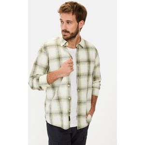 camel active - Geruit Lang Mouw Shirt - Groen - Katoen