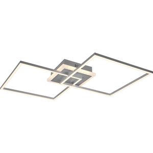 LED Plafondlamp - Trion Aruba - 35.5W - RGBW - Dimbaar - Afstandsbediening - Vierkant - Mat Titaan - Aluminium