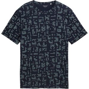 TOM TAILOR - Shirt - Navy/Wit - T-shirt - Ronde Hals - Kwartmouw