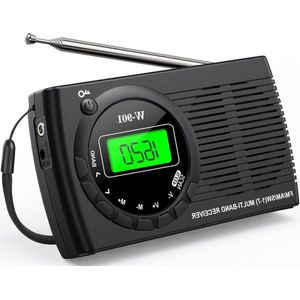 Noodradio - Radio voor Nood Draagbare radio met uitstekende ontvangst en hoge geluidskwaliteit - Kleine draagbare FM/AM-SW-radio met timed-hoofdtelefoonaansluiting