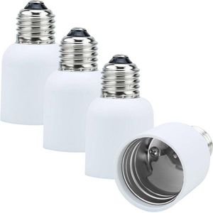 Intirilife E27 naar E40 fittingadapter in WIT - 4x lampadapter voor het omzetten van E27 naar E40 - set van 4 converters voor fitting voor gloeilampen, LED, halogeen, spaarlampen