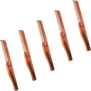 Allecto plus - Set van 5 fijne tanden heren opvouwbare kammen voor kapper professioneel gebruik - Draagbaar en geschikt voor mannen verzorging van haar, baard en snor