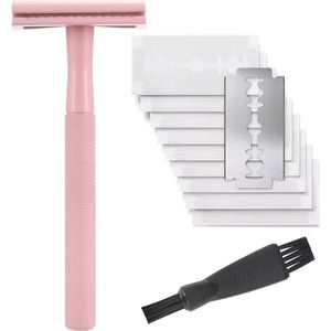 Veilig scheermesje voor dames - 10 extra scheermesjes - Roze - Safety razor - One blade - Beste scheermesje voor vrouwen - Vrouw - Lichaamshaar - Gezichtsbeharing - Benen scheren - Scheermes - Enkel blad - Veiligheidsmes - Set - Zero waste