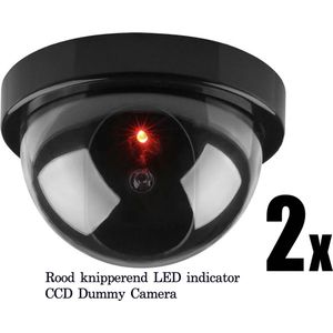 HiCHi® Fake camera Zwart – Nep camera - CCD Dummy Camera - Beveiligingscamera - Nepcamera - Nep Security Cam met rood knipperend led indicator 2X