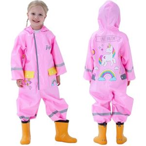 Waterdicht Regenpak voor Kinderen – Eendelige Regenjas met Reflecterende Strepen en Verstelbare Riemen, Perfect voor alle Seizoenen