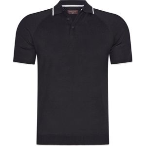 Cappuccino Italia - Heren Polo SS Tipped Tricot Polo - Zwart - Maat L