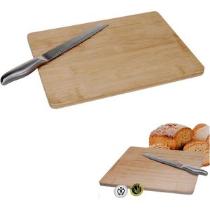 Cheqo® Brood Snijplank - Snijplank voor Brood - Stokbrood Snijplank - Stokbrood Snijden - Met Broodmes - Kartelmes - Bamboe - 36x26x1.5cm