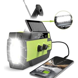 Noodradio - Solar Opwindbaar en Batterij - 4000 mAh - Draagbare Survival Radio - Powerbank Zonneenergie - Radio Op Batterijen (Accu) Voor Rampen - Zaklamp - Groen