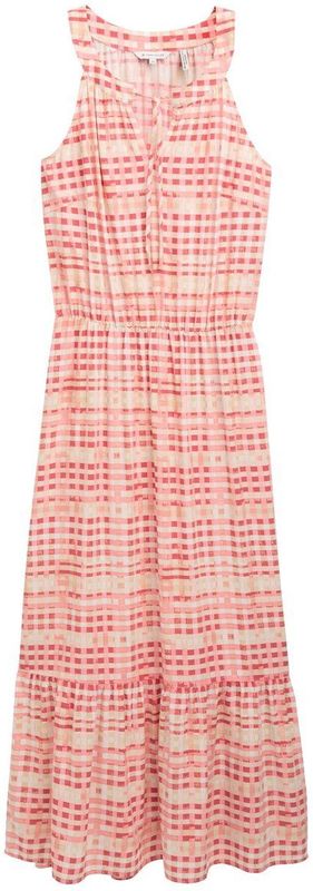 TOM TAILOR Jurk  beige / cranberry / watermeloen rood / wit