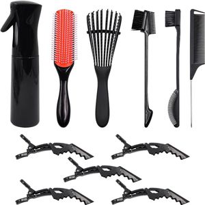 12PCS Detangling Brush Set voor Krullend Haar - met Haar Spray Fles - Detangling Styling Borstel Geschikt voor alle Haartypes