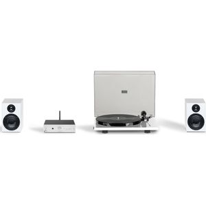 Pro-Ject True Hifi Stereo Set E Phono - Platenspeler - Stereo Versterker - Twee Boekenplank Speakers - Wit/Zilver/Wit