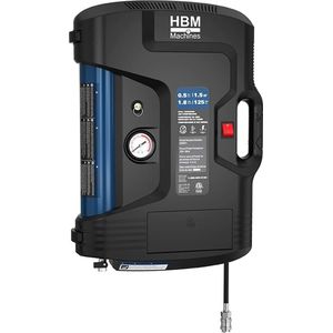 HBM - Wandcompressor - 2 Liter - Olievrij - Maximaal 8 Bar - Luchtverplaatsing 50 Liter per Minuut