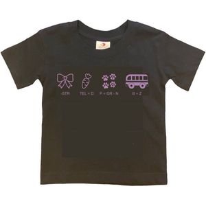 Shirt Aankondiging zwangerschap Rebus Ik word grote zus | korte mouw | zwart/lila | maat 110/116 zwangerschap aankondiging bekendmaking Baby big sis sister Grote Zus