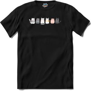 Katten vrienden - T-Shirt - Heren - Zwart - Maat S