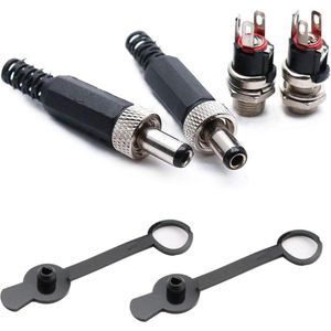 55 x 25 mm DC Power Connector 12 Volt Barrel Jack Panel Mount - 2 stuks 5 Stuks Barrel Connector + 5 Stuks Waterdichte Cap voor CCTV Beveiligingscamera Adapter