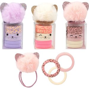 Depesche - Princess Mimi haarelastiekjes kat - 1 set van 6 elastiekjes