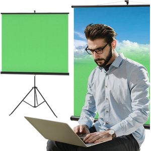 ACROPAQ Green screen - Met statief, 200 x 180 cm, Opvouwbaar - Achtergronddoek, Popup Greenscreen
