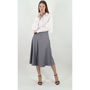 YesMooi - Satijnen Midirok - Mistgrijs - S (36)