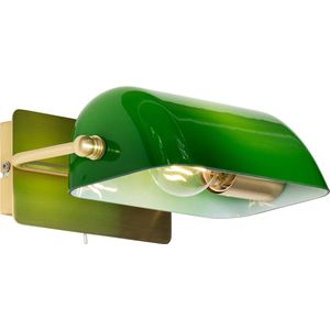 QAZQA banker - Klassieke Wandlamp voor binnen - 1 lichts - D 21.3 cm - Groen - Woonkamers-sSlaapkamers-sKeuken