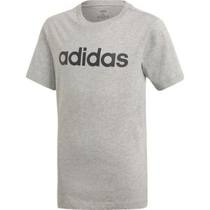 adidas Youth Boys Essentials Linear Slim T-shirt Junior  Sportshirt - Maat 128  - Unisex - grijs/zwart