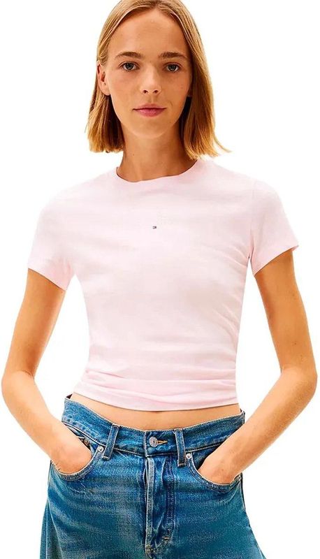 Tommy Jeans Dw0dw21841 T-shirt Met Korte Mouwen Roze XS Vrouw