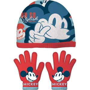Arditex Winterset Mickey Mouse 51-54 Cm Katoen Blauw/rood