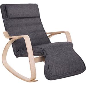 Schommelstoel - Stoel - Relaxfauteuil verstelbaar - Relaxstoel - Ligstoel - 67 x 115 x 91 cm - Grijs