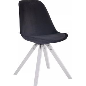 In And OutdoorMatch Bezoekersstoel Deja - Eetkamerstoel - Zwart velours - Witte poten - Set van 1 - Zithoogte 48 cm - Deluxe