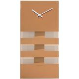 Wandklok NeXtime 19 x 38 cm, glas, koper, 'Bold Stripes' NE-2855CO