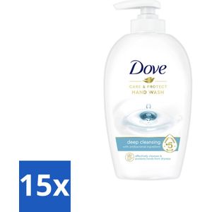 15 x Dove Handzeep - Care & Protect - Diep Reinigend - 250 ml - Handzeep - Handverzorging - Diep Reinigen - Hydraterende Handzeep - Handen Verzorgen