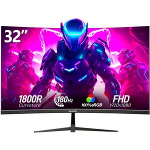 Gaming Monitor – Curved Monitor – PC Monitor – Full HD Monitor – 32 Inch Monitor – 180Hz Verversingssnelheid – 1500R Gebogen Scherm