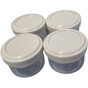 Mini saus cups MARTHA - Taupe / Greige / Transparant - Kunststof - 35 ml - vaatwasserbestendig - Set van 4 - Ø 3,2 cm / H 4,5 cm - Keuken - Eten - Kruiden - Bakjes - Cups - Voorraaddoos - Tupperware - Doosjes